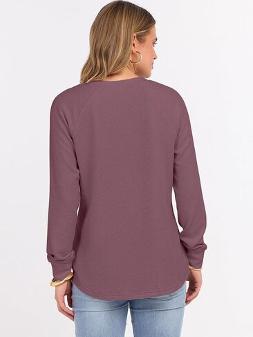 ANRABESS Women's Long Sleeve Waffle Knit Shirts Dressy Casual Loose Button Up V Neck Henley Tops 2025 Fall Basic Tee Blouse in Saudi Arabia