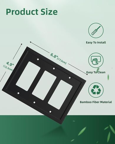 Decorative Outlet Covers Wall Plates, Light Switch Covers Switch Plates Bamboo Fiber Material Receptacle Switch Plate Outlet Cover of various 13 styles (White, 1 Gang Duplex 4 Pack) in Saudi Arabia