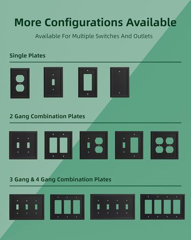 Decorative Outlet Covers Wall Plates, Light Switch Covers Switch Plates Bamboo Fiber Material Receptacle Switch Plate Outlet Cover of various 13 styles (White, 1 Gang Duplex 4 Pack) in Saudi Arabia