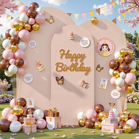 Beige Wedding Arch Cover (7.2FT, 6.6FT, 6FT) Set of 3 Arch Covers Stretchy Backdrop Spandex Fitted Chiara Backdrop Stands Cover for Birthday Party Baby Shower Wedding Arch Stand Decoration in Saudi Arabia