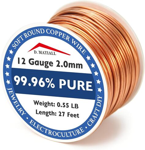 Copper Wire 99.95% Pure – 16 Gauge 1.3mm – 42 Feet, 5.3 Ounce Spool – C11000 Soft Copper Wire Craft Wire for Gardening, Electroculture, Jewelry Making, Beading, Ground Wire & DIY (16 Gauge, 5.3 Ounce) in Saudi Arabia