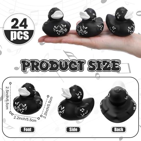 SOTIFF 24 PCS ملاحظات موسيقية Rubber Ducks Bulk Music Mini Rubber Duckies White Black Float Bath Ducks for Music Party Form in Saudi Arabia