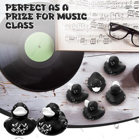 SOTIFF 24 PCS ملاحظات موسيقية Rubber Ducks Bulk Music Mini Rubber Duckies White Black Float Bath Ducks for Music Party Form in Saudi Arabia