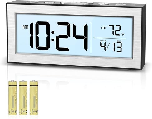 منبه يعمل بالبطارية، منبه للسفر مع شاشة LCD، 12/24 ساعة، غفوة 5 دقائق، ساعة بجانب السرير مع وظيفة التعتيم التلقائي ووضع العمل، مناسبة لغرفة النوم والمكتب والسفر in Kuwait