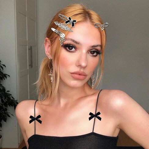 y2k مقاطع الشعر الفضية المعدنية النجمة barrettes النجوم القوس القلب ملحقات الشعر 17 أشكال الشعر pentagram مقاطع المفاجئة للنساء الفتيات in Kuwait