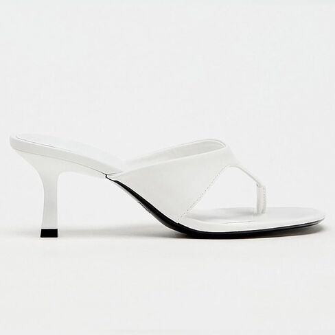 Women's Leather Stiletto Heeled Thong Sandals Fashion Comfortable Square Open Toe Slip On High Heels Flip Flops for Summer Party Dating Dress Clip Toe Slides in Saudi Arabia