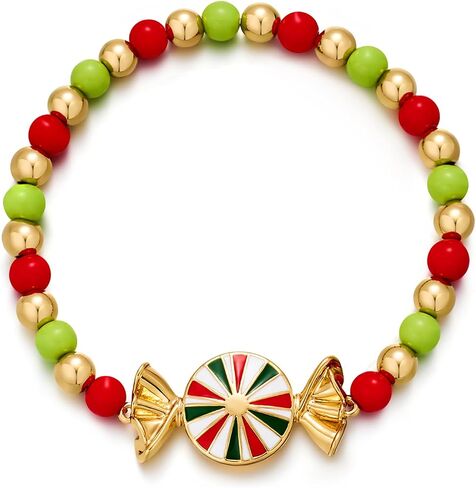 Christmas Tree Bracelets for women Holiday Colorful Crystal Rhinestones Bangles Chunky Green Xmas Elastic Stretch Bangle Bracelet in Saudi Arabia