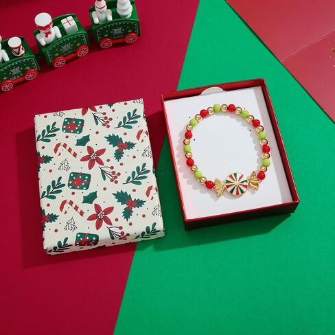 Christmas Tree Bracelets for women Holiday Colorful Crystal Rhinestones Bangles Chunky Green Xmas Elastic Stretch Bangle Bracelet in Saudi Arabia