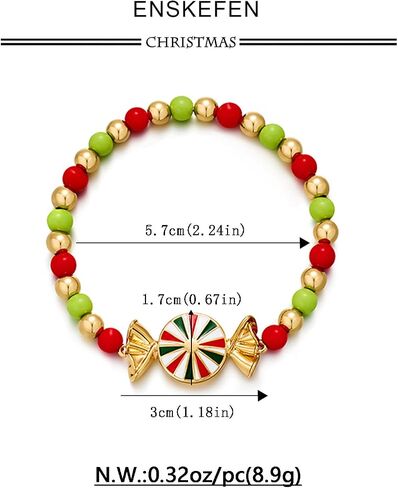 Christmas Tree Bracelets for women Holiday Colorful Crystal Rhinestones Bangles Chunky Green Xmas Elastic Stretch Bangle Bracelet in Saudi Arabia