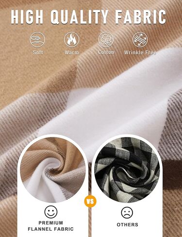 Cotrasen Mens Flannel Shirts Long Sleeve Flannel Shirt for Men Cotton Casual Button Up Plaid Shirt with 2 Pockets in Kuwait