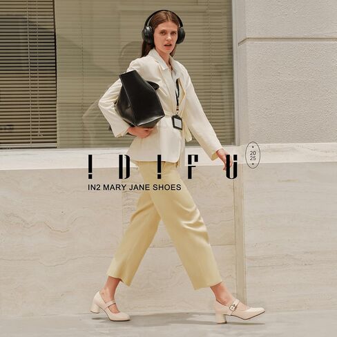 Idifu in2 Mary Jane Shoes مضخات المرأة المغلقة من جديد كتلة مكتنزة منخفضة الكعب القصير العمل حفل زفاف حفلة موسيقية مريحة اللباس أحذية للنساء اللطيفات العصرية عتيقة الكعب عتيقة الحذاء مع الإبزيم in Saudi Arabia