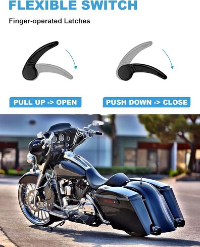 Saddlebag Latches, Chrome Saddle Bag Latch Handle Lifer Compatible for Harley DavidsonStreet Glide Road King Road Glide Electra Glide Ultra Classic 2014-2024 in Saudi Arabia