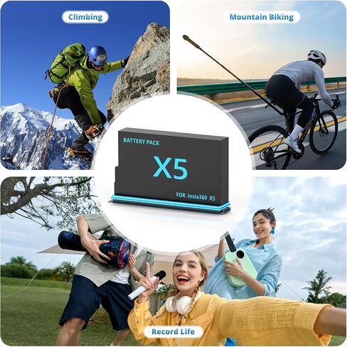 Melasta 2-Pack 2800mAh Battery Charger Set Suitable for Insta360 X5 Camera, Dual-Slot Fast Charging Hub & Replacement Batteries fit for Insta 360 X5 Accessories in Kuwait