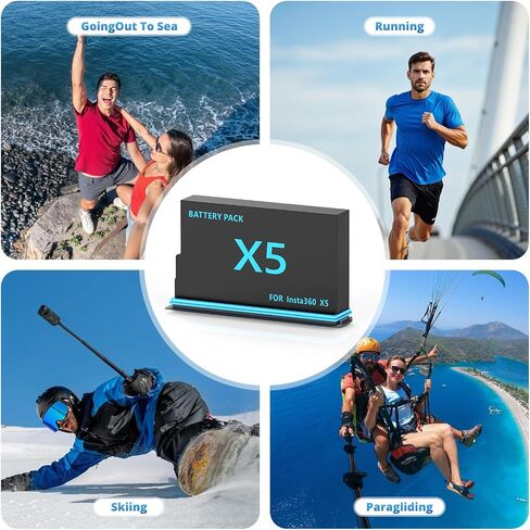 Melasta 2-Pack 2800mAh Battery Charger Set Suitable for Insta360 X5 Camera, Dual-Slot Fast Charging Hub & Replacement Batteries fit for Insta 360 X5 Accessories in Kuwait