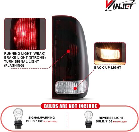 Winjet Compatible with Ford [1997 1998-2003 F150] [1999 2000 2001 2002 2003 2004 2005 2006 2007 F250 F350 F450 F550 Super Duty] Tail lights (Matte Black/Clear Lens) in Saudi Arabia