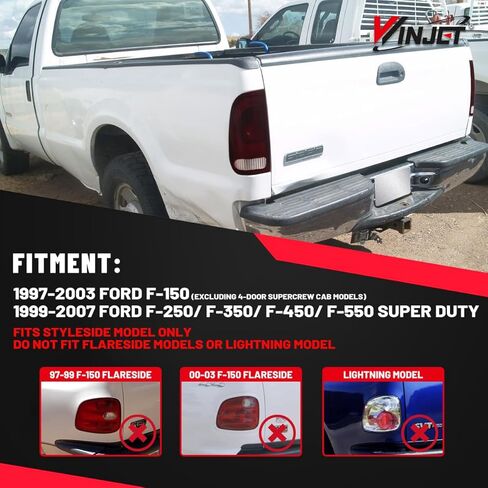 Winjet Compatible with Ford [1997 1998-2003 F150] [1999 2000 2001 2002 2003 2004 2005 2006 2007 F250 F350 F450 F550 Super Duty] Tail lights (Matte Black/Clear Lens) in Saudi Arabia