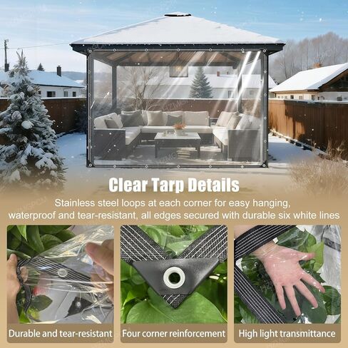 Premium Clear Vinyl Tarp 4x6 ft Tearproof Heavy Duty Clear Tarp with Rustproof Grommets Windproof Design(14 Mil) Reinforced Edges for Patio Outdoor Porch Greenhouse Chicken Coop Garden in Saudi Arabia