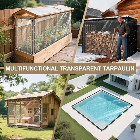 Premium Clear Vinyl Tarp 4x6 ft Tearproof Heavy Duty Clear Tarp with Rustproof Grommets Windproof Design(14 Mil) Reinforced Edges for Patio Outdoor Porch Greenhouse Chicken Coop Garden in Saudi Arabia