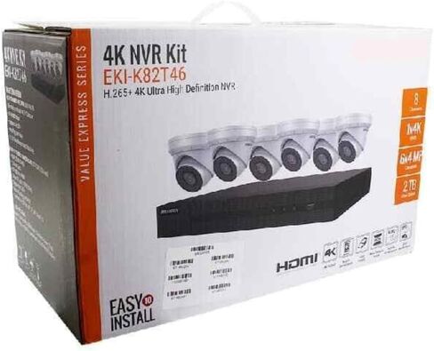 EKI-K82T46 8 Channel IP Camera System, 4K 8ch PoE NVR Kits 2TB HDD + 6 x 4MP IP Turret Cameras, 2.8mm H.265+, 120dB WDR, EXIR 2.0 with 100ft in Saudi Arabia
