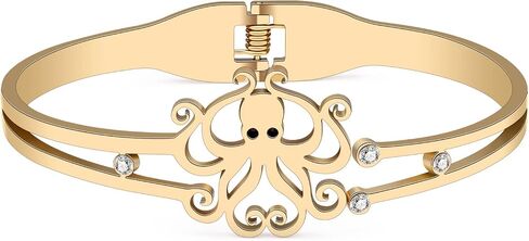 Stainless Steel 18K Gold Silver Plated Crystal Octopus Bracelet Ocean Tentacle Animals Cuff Bangle Birthday Jewelry For Women Couple Friendship Charm Gifts in Saudi Arabia