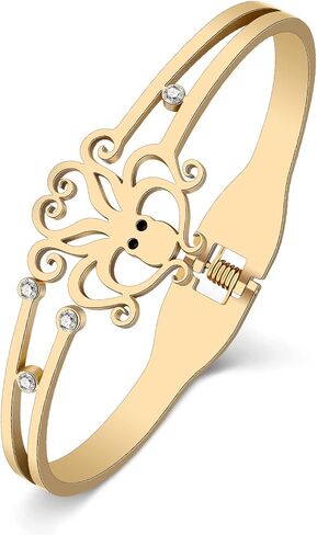 Stainless Steel 18K Gold Silver Plated Crystal Octopus Bracelet Ocean Tentacle Animals Cuff Bangle Birthday Jewelry For Women Couple Friendship Charm Gifts in Saudi Arabia