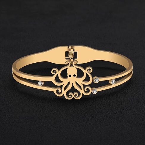 Stainless Steel 18K Gold Silver Plated Crystal Octopus Bracelet Ocean Tentacle Animals Cuff Bangle Birthday Jewelry For Women Couple Friendship Charm Gifts in Saudi Arabia