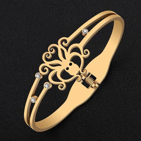 Stainless Steel 18K Gold Silver Plated Crystal Octopus Bracelet Ocean Tentacle Animals Cuff Bangle Birthday Jewelry For Women Couple Friendship Charm Gifts in Saudi Arabia