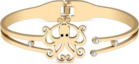 Stainless Steel 18K Gold Silver Plated Crystal Octopus Bracelet Ocean Tentacle Animals Cuff Bangle Birthday Jewelry For Women Couple Friendship Charm Gifts in Saudi Arabia
