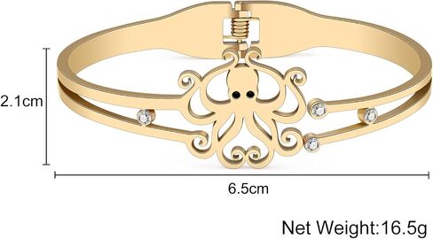 Stainless Steel 18K Gold Silver Plated Crystal Octopus Bracelet Ocean Tentacle Animals Cuff Bangle Birthday Jewelry For Women Couple Friendship Charm Gifts in Saudi Arabia
