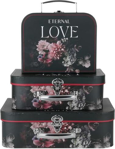 Paperboard Suitcases Set of 3 Decorative Storage Boxes With Lids,Keepsake Decor box,Photo Box,Card Box,Small Vintage Suitcases Home Decoration (Brown) in Saudi Arabia