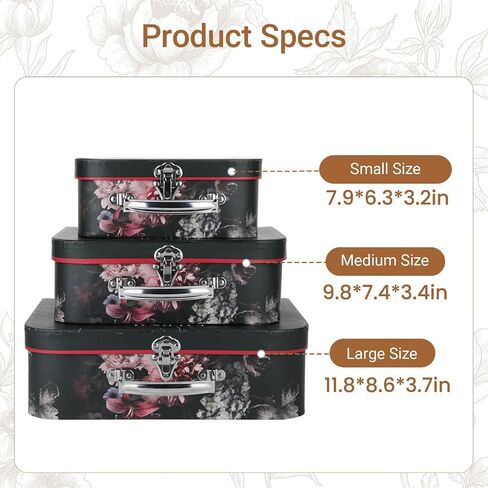 Paperboard Suitcases Set of 3 Decorative Storage Boxes With Lids,Keepsake Decor box,Photo Box,Card Box,Small Vintage Suitcases Home Decoration (Brown) in Saudi Arabia