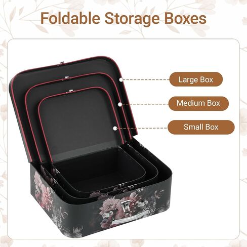 Paperboard Suitcases Set of 3 Decorative Storage Boxes With Lids,Keepsake Decor box,Photo Box,Card Box,Small Vintage Suitcases Home Decoration (Brown) in Saudi Arabia