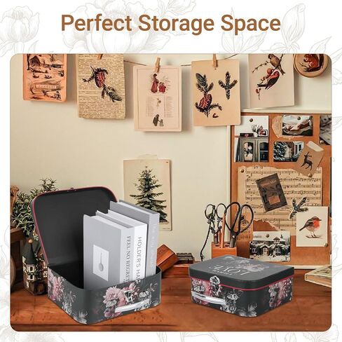 Paperboard Suitcases Set of 3 Decorative Storage Boxes With Lids,Keepsake Decor box,Photo Box,Card Box,Small Vintage Suitcases Home Decoration (Brown) in Saudi Arabia