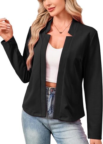 Yesfashion Womens Blazers Long Sleeve Open Front Slim-Fit Lightweight Casual Cardigan Jacket in Saudi Arabia