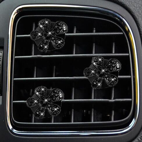 Daisy Air Vent Clips, 3 Pcs Cute Flower Crystal Rhinestone Car Air Conditioning Outlet Clip Vehicle Air Freshener Clip Charm Car Inter Decor Accessories for Women (Silver, 1.6inch) in Saudi Arabia