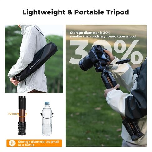 K&F Concept Camera Tripod, 75" Lightweight Portable Travel Outdoor DSLR Tripods for Camera Phone Video Recording Tripod Stand, Cellphone Clip for Smartphone Live Streaming Vlog, Dark Grey in Saudi Arabia