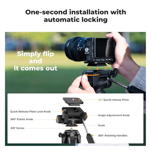 K&F Concept Camera Tripod, 75" Lightweight Portable Travel Outdoor DSLR Tripods for Camera Phone Video Recording Tripod Stand, Cellphone Clip for Smartphone Live Streaming Vlog, Dark Grey in Saudi Arabia