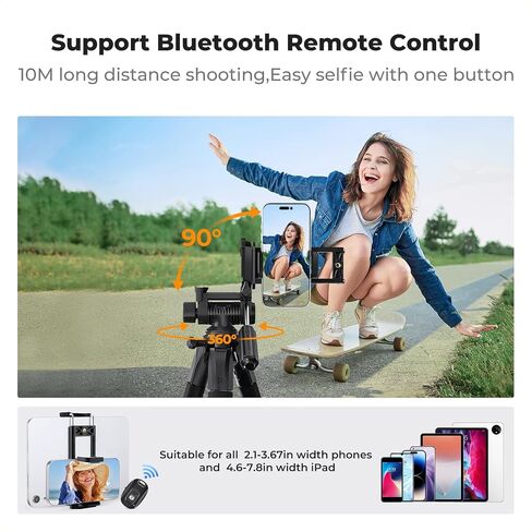 K&F Concept Camera Tripod, 75" Lightweight Portable Travel Outdoor DSLR Tripods for Camera Phone Video Recording Tripod Stand, Cellphone Clip for Smartphone Live Streaming Vlog, Dark Grey in Saudi Arabia