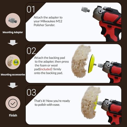 3 "خطاف وسادة الدعم وحلقة لصنفرة/تلميع ، M9 انعطف 5/16-24 محول ترابط الرملي سداسي سداسي ، لميلووكي M12 بيلد/صندل مع خيط المغزل M9 in Kuwait