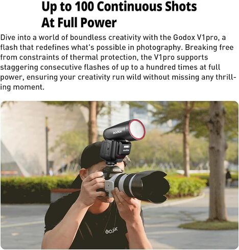 Godox V1 Pro f V1Pro F USA الإصدار usa flash camera camera flash for fujifilm fuji ، 76WS 2.4GTTL 1/8000 HSS ، 500 وميض كامل للطاقة ، وقت إعادة تدوير 1.3S ، 2980 مللي أمبير في الساعة LI-ION ، مصباح نمذجة LED in Kuwait