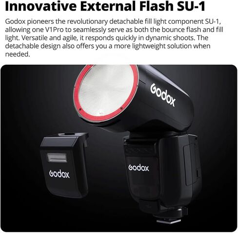 Godox V1 Pro f V1Pro F USA الإصدار usa flash camera camera flash for fujifilm fuji ، 76WS 2.4GTTL 1/8000 HSS ، 500 وميض كامل للطاقة ، وقت إعادة تدوير 1.3S ، 2980 مللي أمبير في الساعة LI-ION ، مصباح نمذجة LED in Kuwait