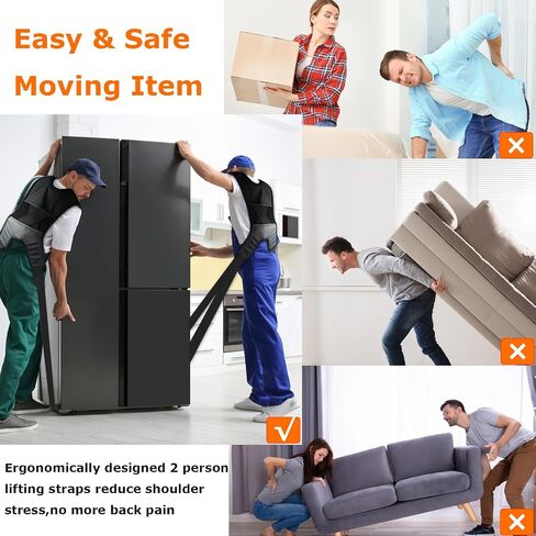 Furniture Moving Straps with Chest Buckle, 2-Person Lifting and Moving System, Adjustable Carrying Moving Shoulder Strap for Furniture, Appliances, Mattresses Heavy Objects up to 1000lbs in Saudi Arabia