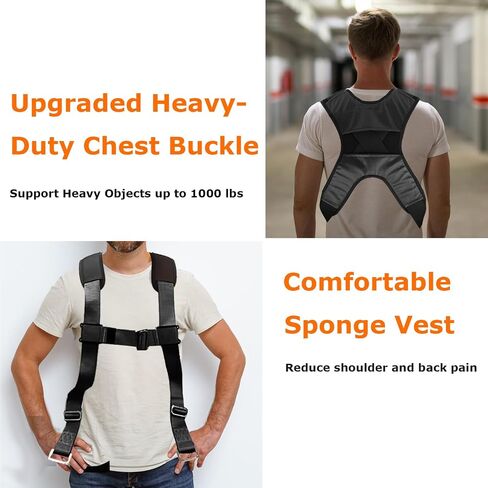 Furniture Moving Straps with Chest Buckle, 2-Person Lifting and Moving System, Adjustable Carrying Moving Shoulder Strap for Furniture, Appliances, Mattresses Heavy Objects up to 1000lbs in Saudi Arabia