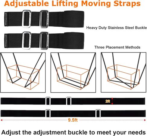 Furniture Moving Straps with Chest Buckle, 2-Person Lifting and Moving System, Adjustable Carrying Moving Shoulder Strap for Furniture, Appliances, Mattresses Heavy Objects up to 1000lbs in Saudi Arabia