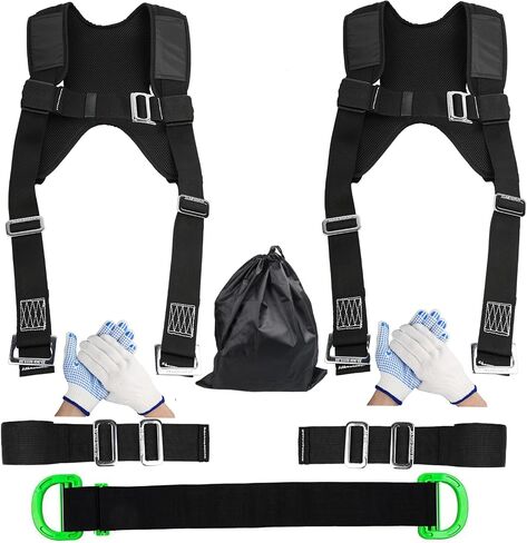 Furniture Moving Straps with Chest Buckle, 2-Person Lifting and Moving System, Adjustable Carrying Moving Shoulder Strap for Furniture, Appliances, Mattresses Heavy Objects up to 1000lbs in Saudi Arabia