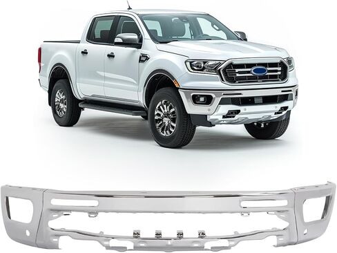 شريط وجه المصد الأمامي من KUAFU متوافق مع 2019-2023 Ford Ranger Lariat، XL، XLT مع فتحة ضوء الضباب لاستبدال FO1002436، LB3Z17757BAPTM فولاذ مطلي بمسحوق 3 قطع - أسود in Saudi Arabia