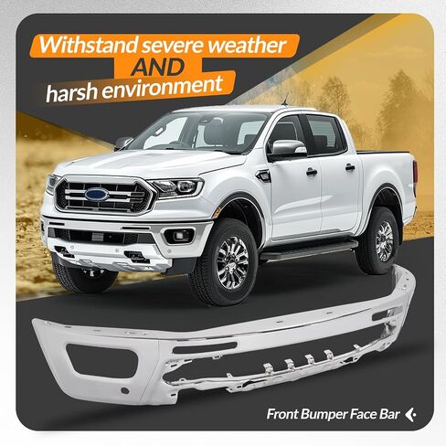 شريط وجه المصد الأمامي من KUAFU متوافق مع 2019-2023 Ford Ranger Lariat، XL، XLT مع فتحة ضوء الضباب لاستبدال FO1002436، LB3Z17757BAPTM فولاذ مطلي بمسحوق 3 قطع - أسود in Saudi Arabia