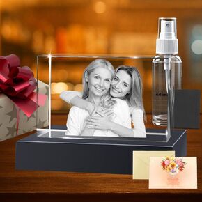 Personalized 3D Crystal Photo Gifts 3D Laser Picture Engraved Customized Picture Frames Crystal Anniversary Birthday Wedding Memorial Gift for Mom,Women,Wife,Men,Her,Husband,Grandma in Saudi Arabia