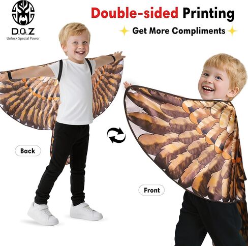 Double-Sided Bird Wings Costume and Mask for Kids Eagle Owl Dress Up Clothes Toys Halloween Birthday Gifts for Girls Boys 3+ in Saudi Arabia