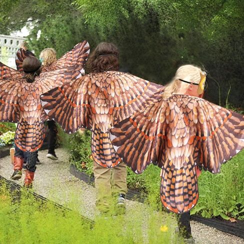 Double-Sided Bird Wings Costume and Mask for Kids Eagle Owl Dress Up Clothes Toys Halloween Birthday Gifts for Girls Boys 3+ in Saudi Arabia
